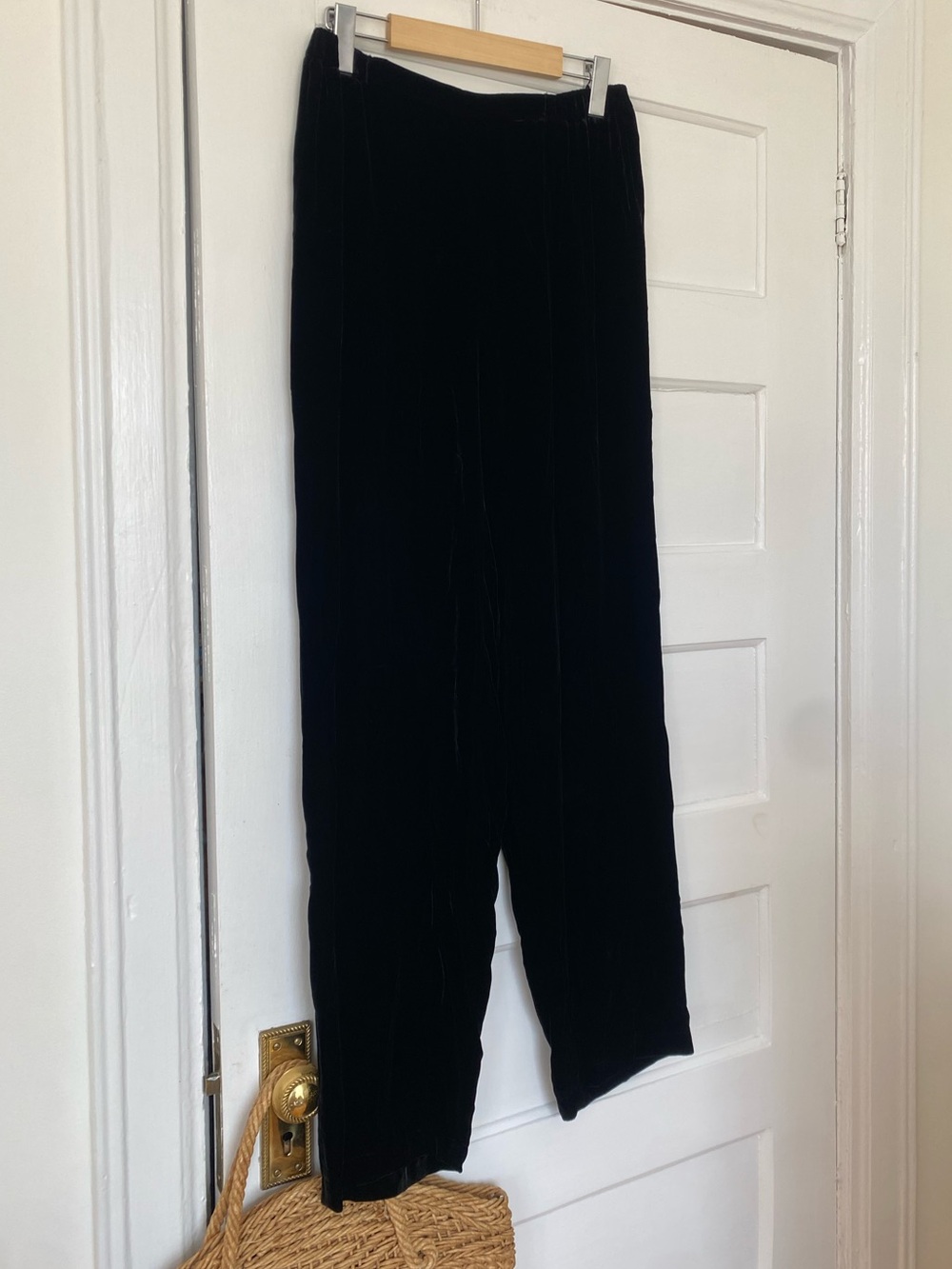 Eileen Fisher black velvet pull on trousers